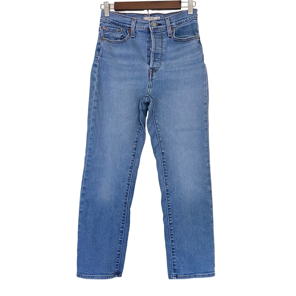 Levi's Wedgie Straight Womens Jeans 27 Blue High Rise Button Fly Denim